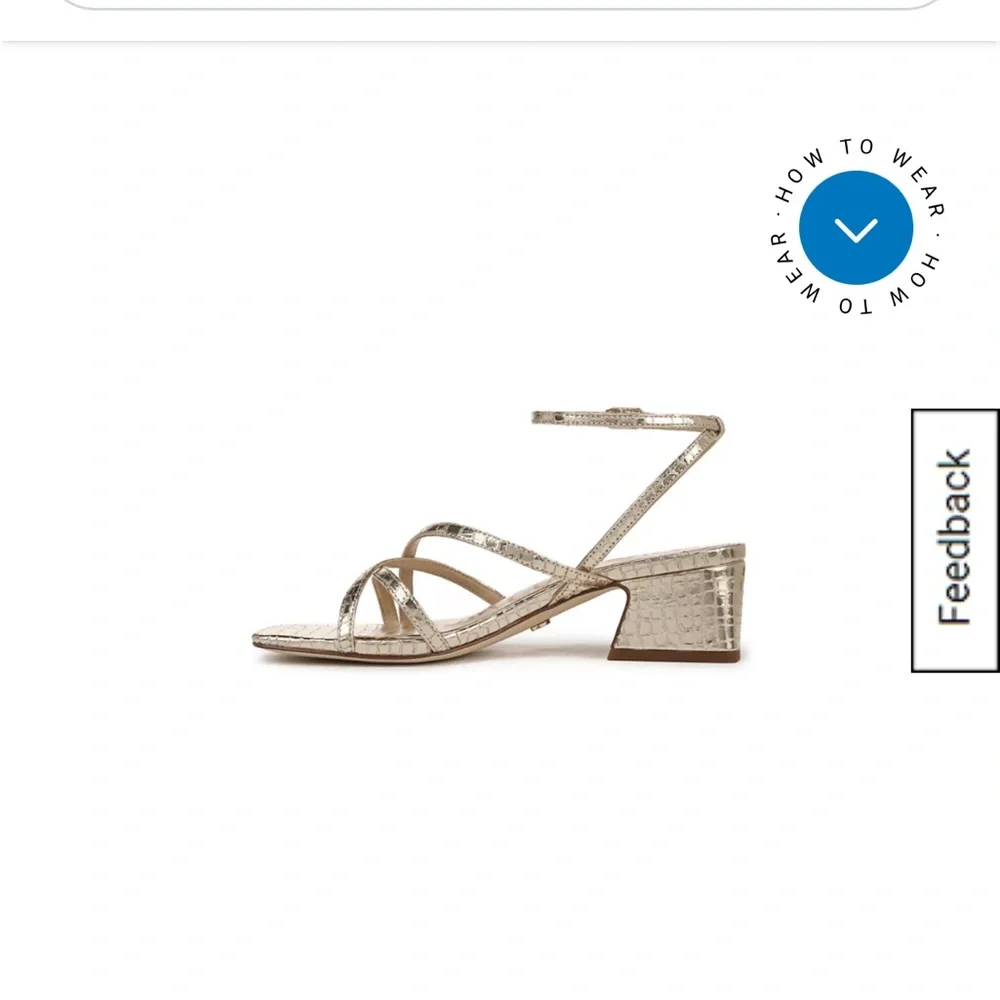 Sam Edelman Gold Block Heel Sandals - Picture 3 of 6